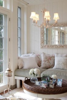 Provence style living room with garden view