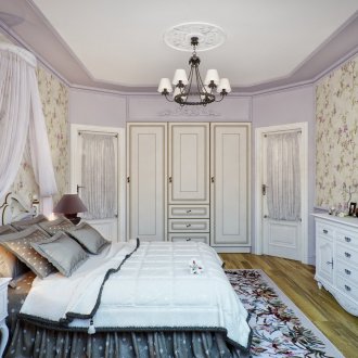 Provence style bedroom with lilac accents