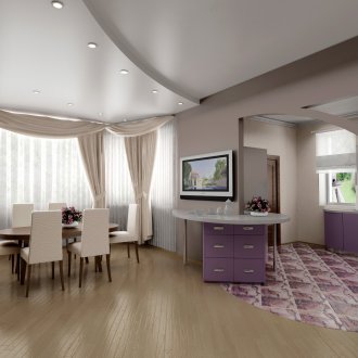 Satin combo ceiling in the interior