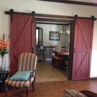 Hinged red door