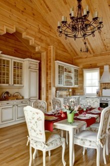 Large kitchen in Russian rustic style