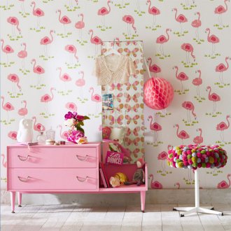 Pembe flamingolar ile duvar kağıdı
