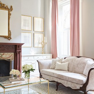 Art Nouveau pembe perdeler