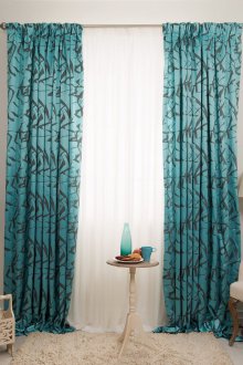 Turquoise patterned curtains