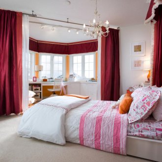 Double burgundy curtains