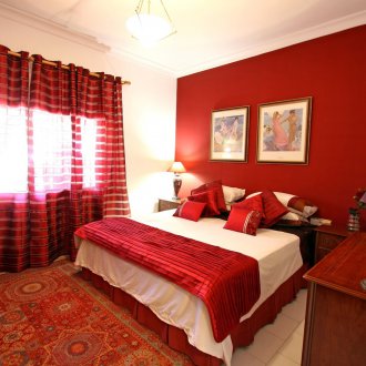 Striped burgundy curtains