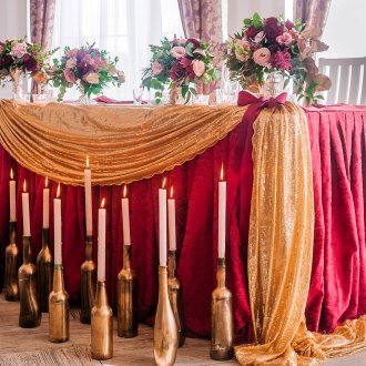 Gelin ve damat perdelik masa örtüsü