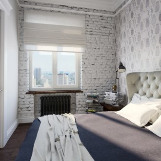 Loft wall in the bedroom