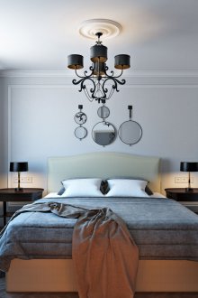 Moldings on the wall in the bedroom