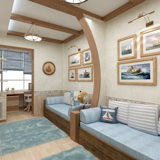 Sofa for the boy in a marine style