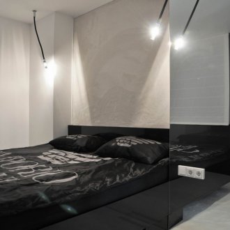 Black glossy bed