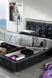 Black leather bed