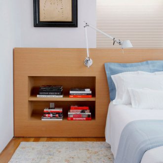 Bed with bookshelves