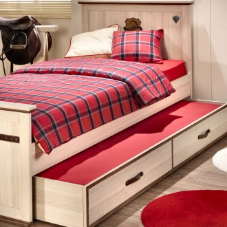 Extendable bed under bleached oak