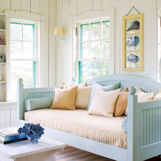 Wooden sofa for a bedroom