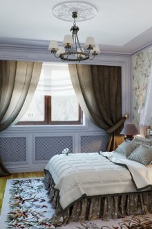 Provence tarzında yatak odasında şeffaf gölgelik