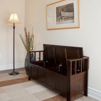 Wooden sofa in the hallway