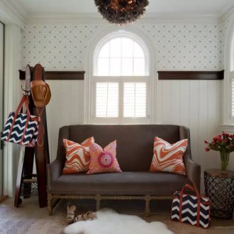 Brown sofa in the hallway