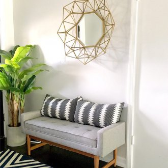 Gray sofa in the hallway