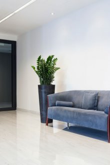 Blue sofa in the hallway