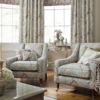 Blue curtains for summer cottages