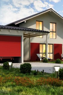 Red roller shutter gates