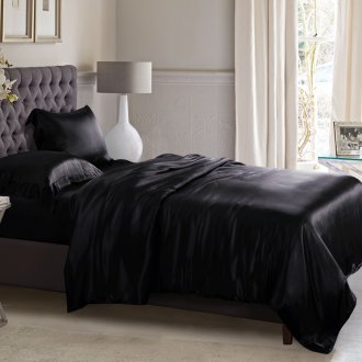 Black silk bedding