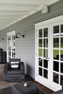 Fiber cement siding on the veranda