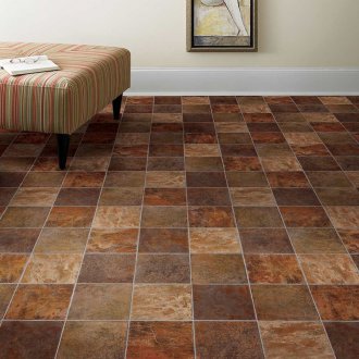 Heated floor under the linoleum in the form of tiles