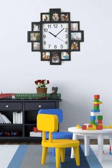 Wanduhr mit Foto im Wohnzimmer