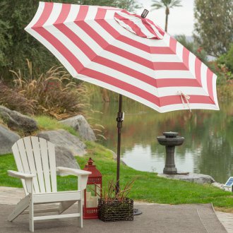 Striped garden umbrella