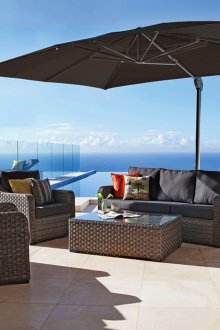 Black garden umbrella