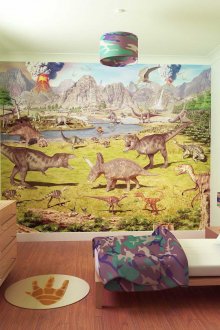 Çocuk odası için dinozorlar ile duvar resmi