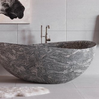 Taş banyolu lavabo olmayan banyo