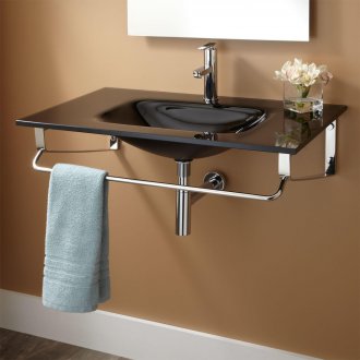 Cam lavabo siyah