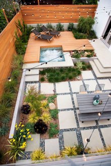 Landscaping garden with pool