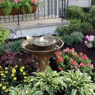 Landscaping with a fountain