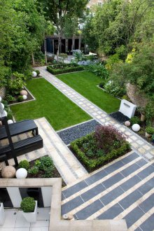 Landscaping of a site with paving slabs
