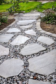 Tile under rubble stone in the country
