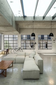 Tek renkli loft stüdyo daire tasarımı