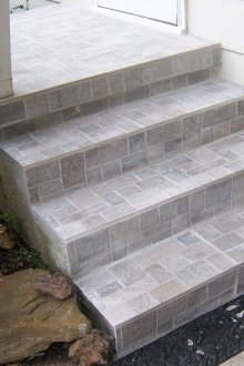 Gray porch tiles