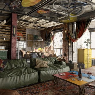 Loft Wohnzimmer in der Wohnung