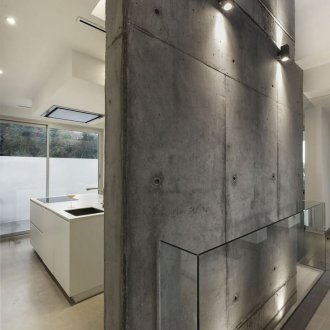 Concrete wall in the loft hallway