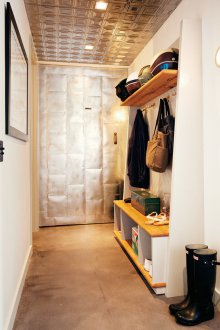 Metal door in the hallway loft