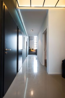 Loft hallway in monochrome design