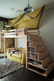 Guardería infantil al estilo de un loft para niño