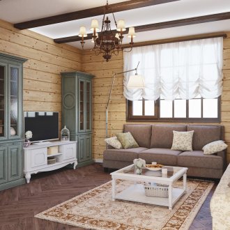 Wooden walls and beams in the Provencal interior