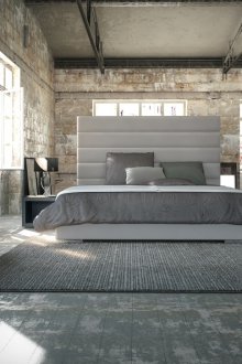 Leather bed in loft style