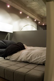 Modular bed in loft style