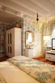 White and blue Provence style bedroom